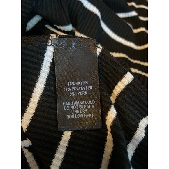 Lulus sz Small Striped‎ Bodycon Dress Black And White Asymmetrical Ribbed Slit - Picture 6 of 6
